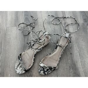 Guilhermina Shoes Womens Size 7M Snake Print Block Heel Strappy Lace Up Sandals